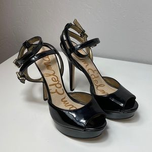 Sam Edelman heels ankle strap peep toe black